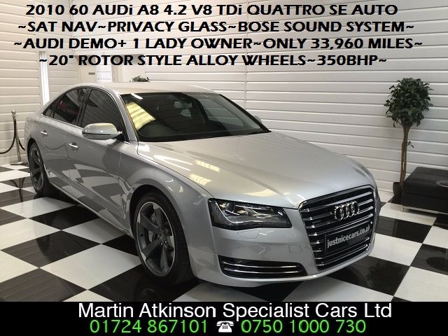 Audi A8 4.2 V8 TDi Quattro SE 4dr Tip Auto 350BHP Saloon Diesel Silver