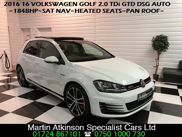 Volkswagen Golf 2.0 TDI GTD 5dr DSG Auto PAN ROOF~HEATED SEATS~SAT NAV~ Hatchback Diesel Candy White