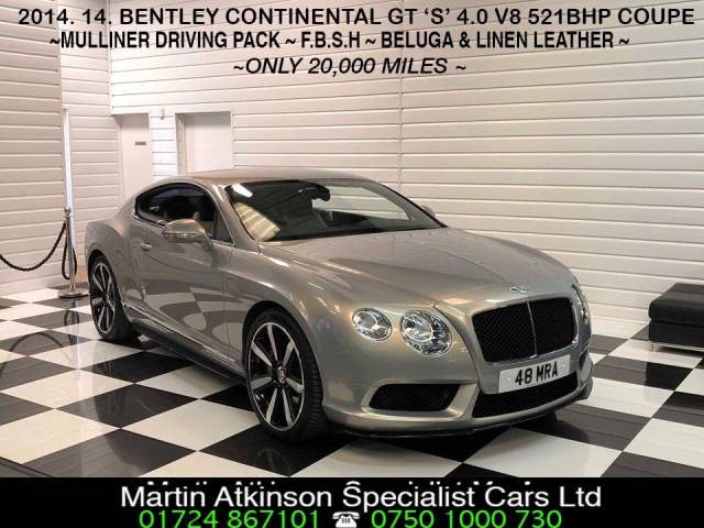 2014 Bentley Continental GT 4.0 V8 S Mulliner Coupe 521BHP