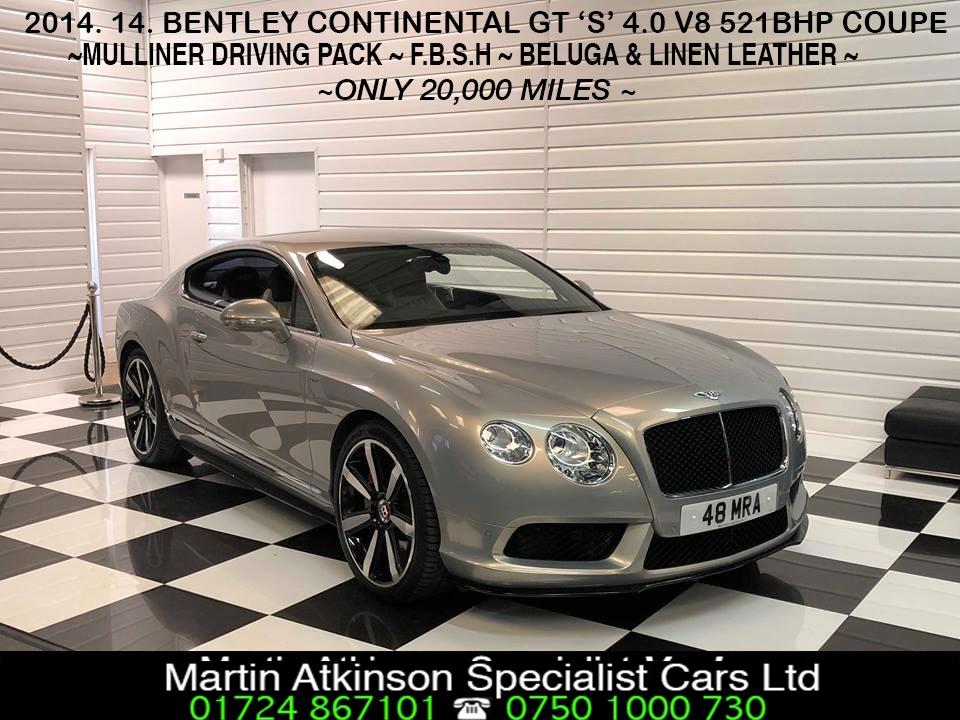 Bentley Continental GT 4.0 V8 S Mulliner Coupe 521BHP Coupe Petrol Extreme Silver