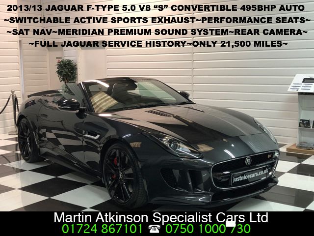 Jaguar F-type 5.0 V8 S Supercharged 2dr Auto 495BHP Convertible Petrol Stratus Grey