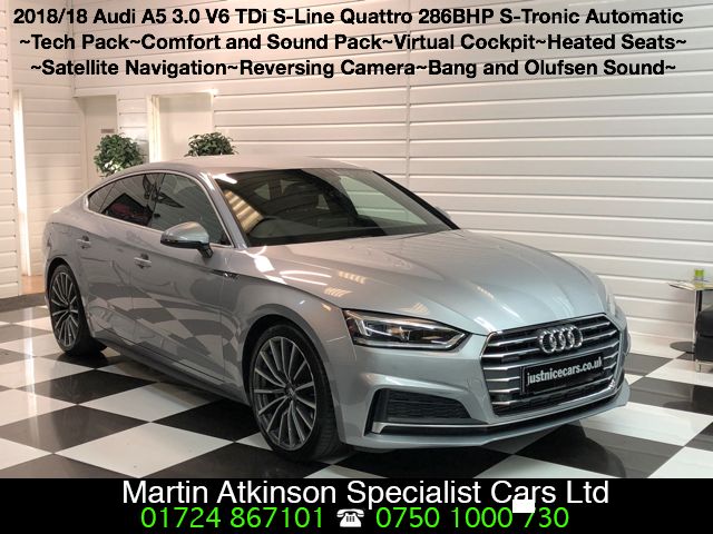 Audi A5 3.0 V6 TDi S-Line Quattro Sportback S-Tronic Automatic 286BHP Hatchback Diesel Floret Silver Metallic